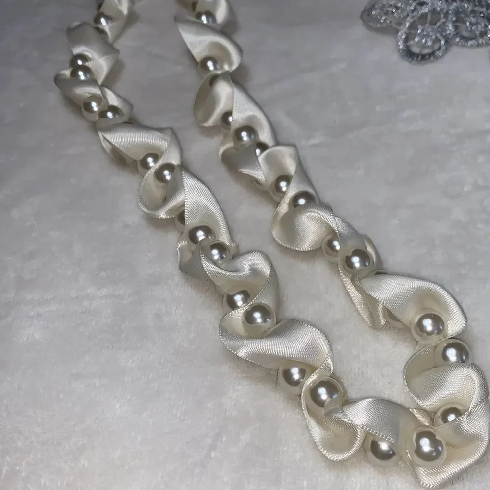 Lot of Four Headbands Cream and Silver Theme Starfish Faux Pearl Lace
